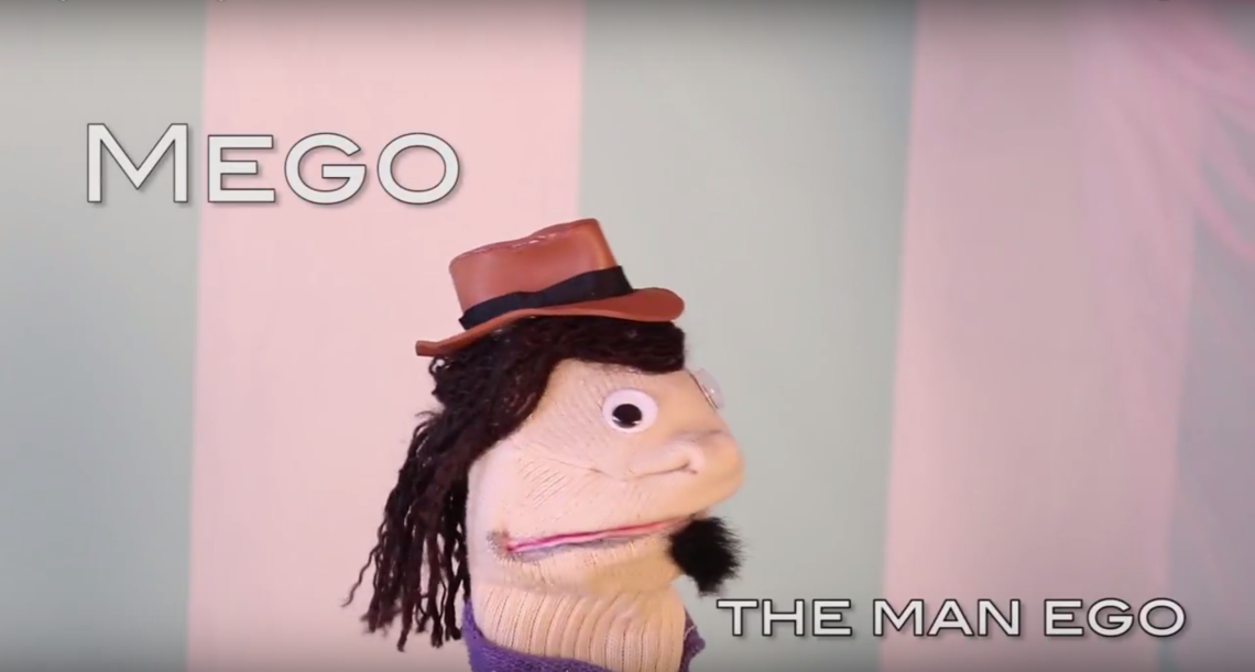 Mego the Man Ego sock puppet for the Grumpy Princess Show
